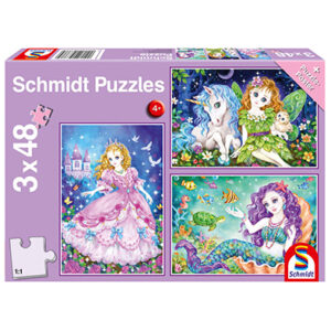 Puzle 3 x 48 pz Princesa, Hada y Sirena